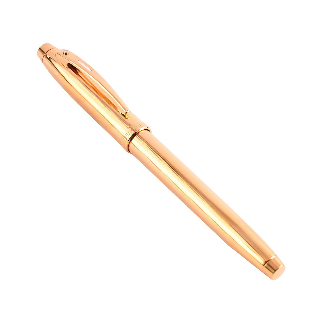 Sheaffer 100 E9372 PVD Gold with PVD Gold Trim Rollerball Pen With Brilliant Diamond Embellishment