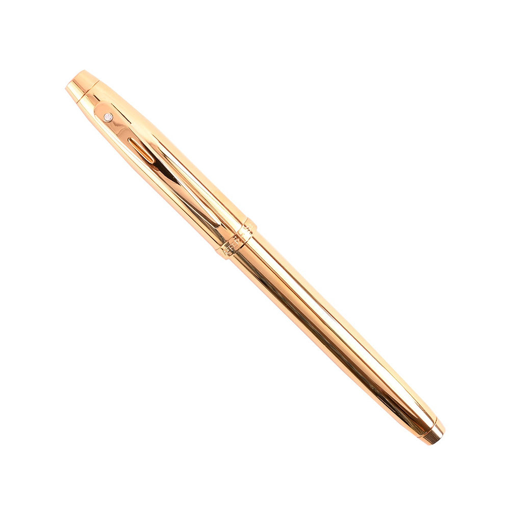Sheaffer 100 E9372 PVD Gold with PVD Gold Trim Rollerball Pen With Brilliant Diamond Embellishment