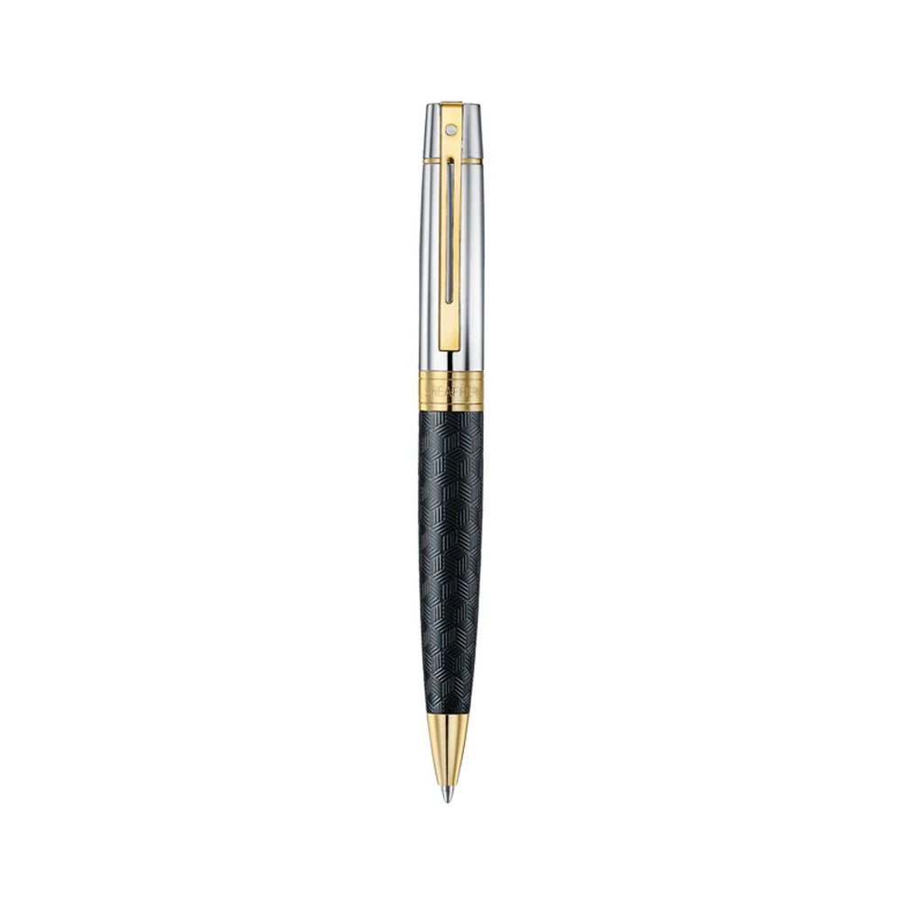 Sheaffer 300 9347 Engraved Black with Chrome Cap and Gold Trims Ballpoint Pen