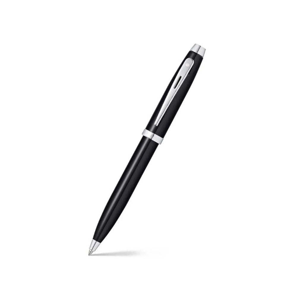 Sheaffer 100 Gift G9338 Glossy Black with Chrome-Plated Trim Ballpoint Pen with Leather Notebook Jacket