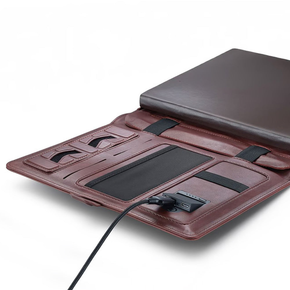 Sheaffer Brown Superbook Organizer with Wireless Powerbank 12000mAh