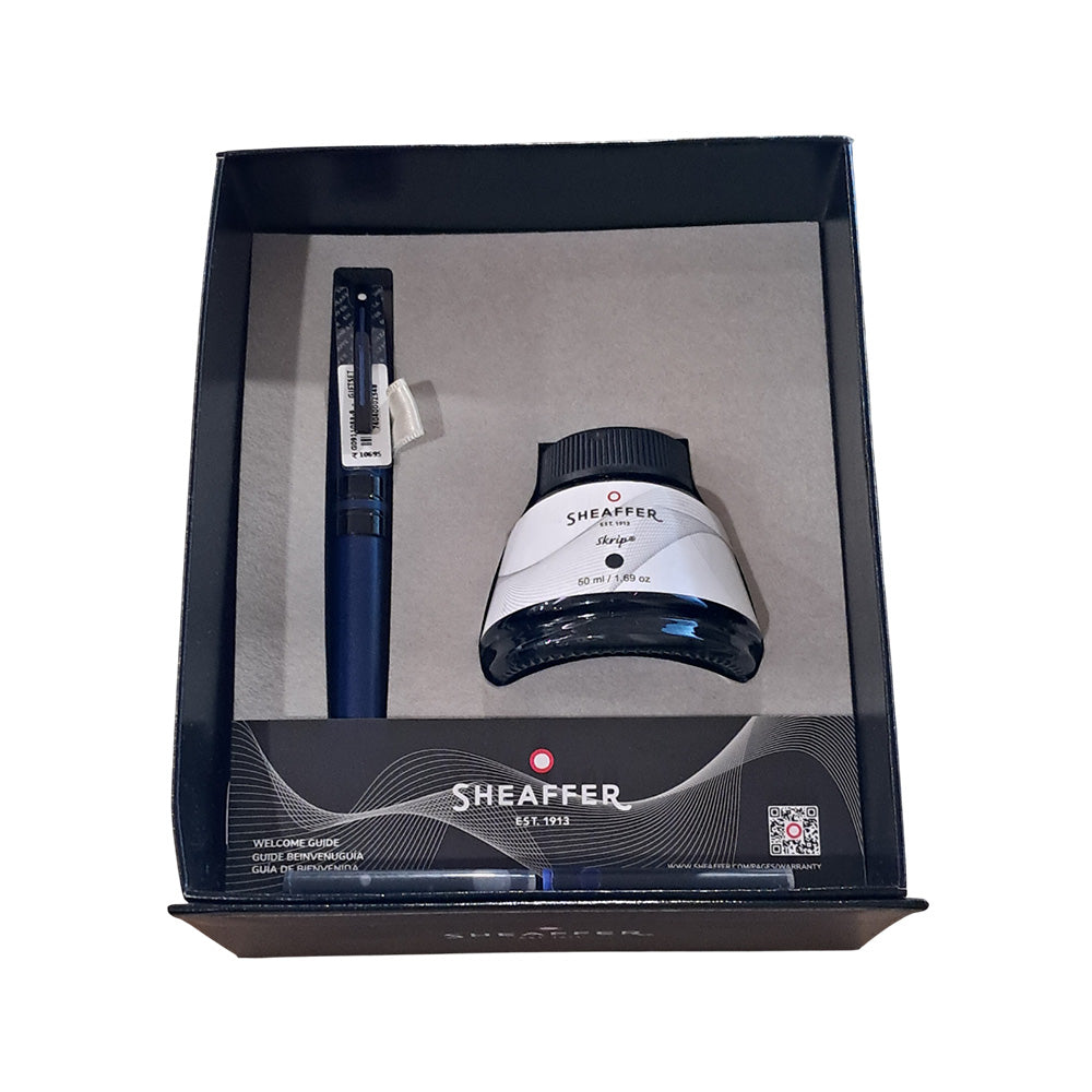 Sheaffer Giftset ICON G9110 Metallic Blue With Glossy Black Trim FP M + Skrip Black Ink Bottle 50ml