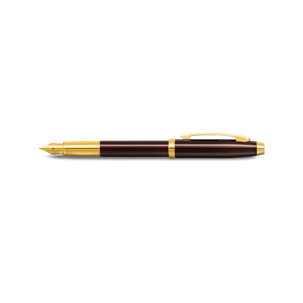 Sheaffer Giftset 100 G9370 Coffee Brown with PVD Gold-Tone Trim FP M + Skrip Black Ink Bottle 50ml