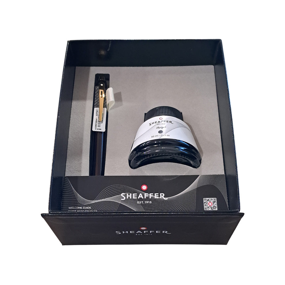 Sheaffer Giftset 100 G9370 Coffee Brown with PVD Gold-Tone Trim FP M + Skrip Black Ink Bottle 50ml