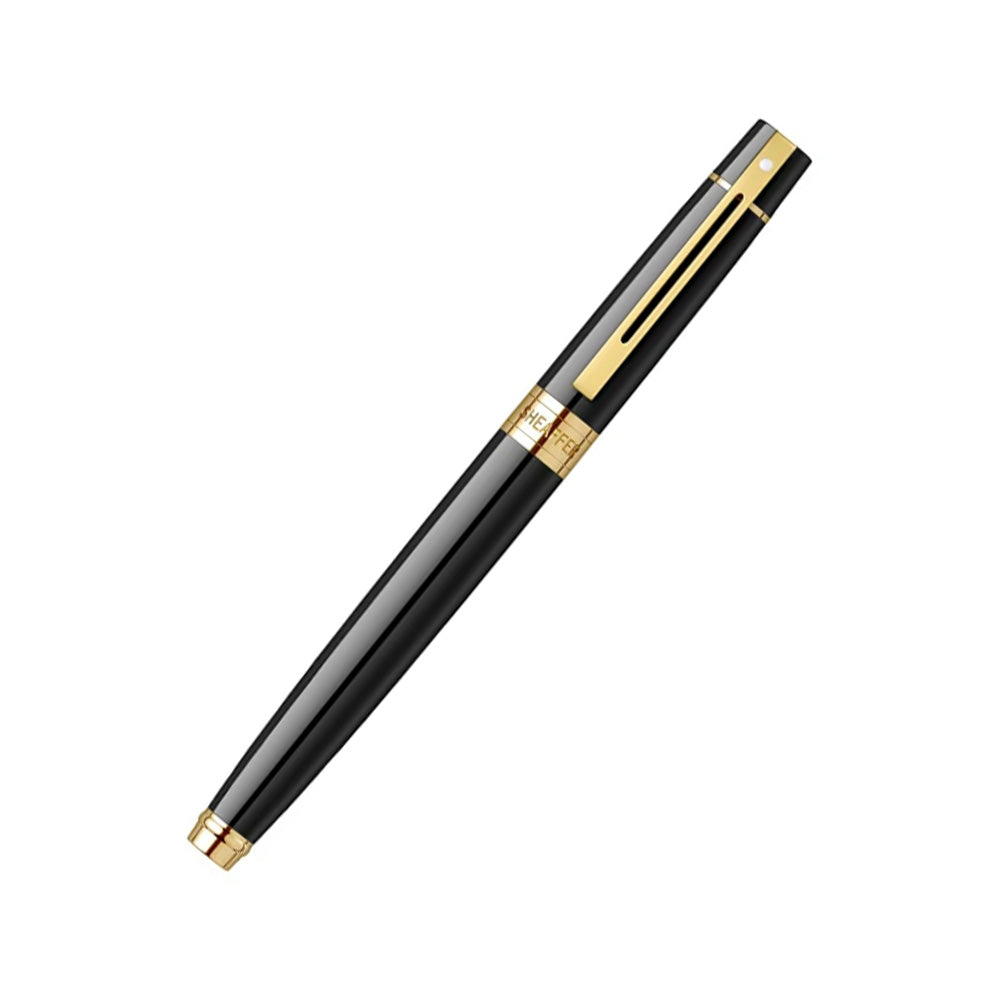 Sheaffer Giftset 300 G9325 Glossy Black Gold Tone Trim FP M + Skrip Black Ink Bottle 50ml