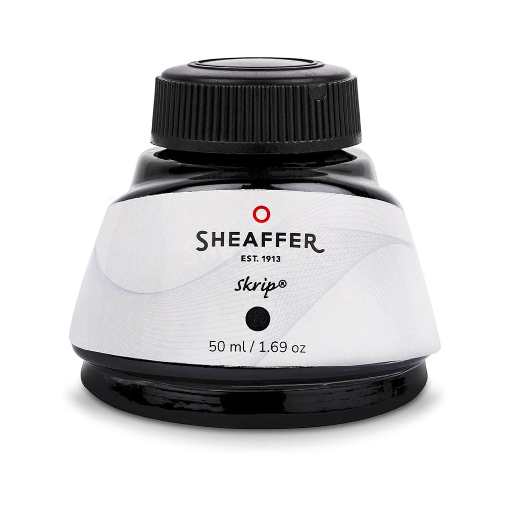 Sheaffer Giftset 300 G9325 Glossy Black Gold Tone Trim FP M + Skrip Black Ink Bottle 50ml