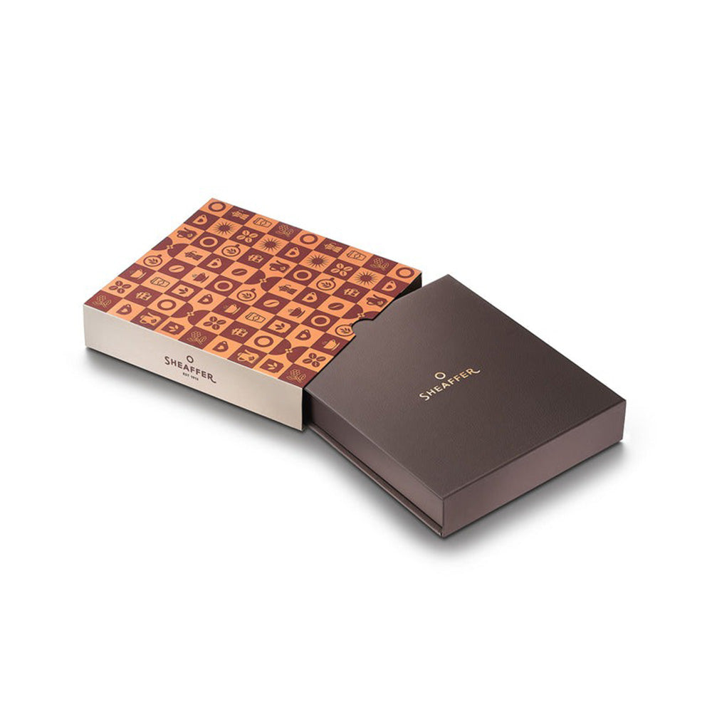 Sheaffer Giftset 100 G9374 Coffee Edition Matt Brown with Regal Brown PVD Trims Ball Pen and Credit Card Holder