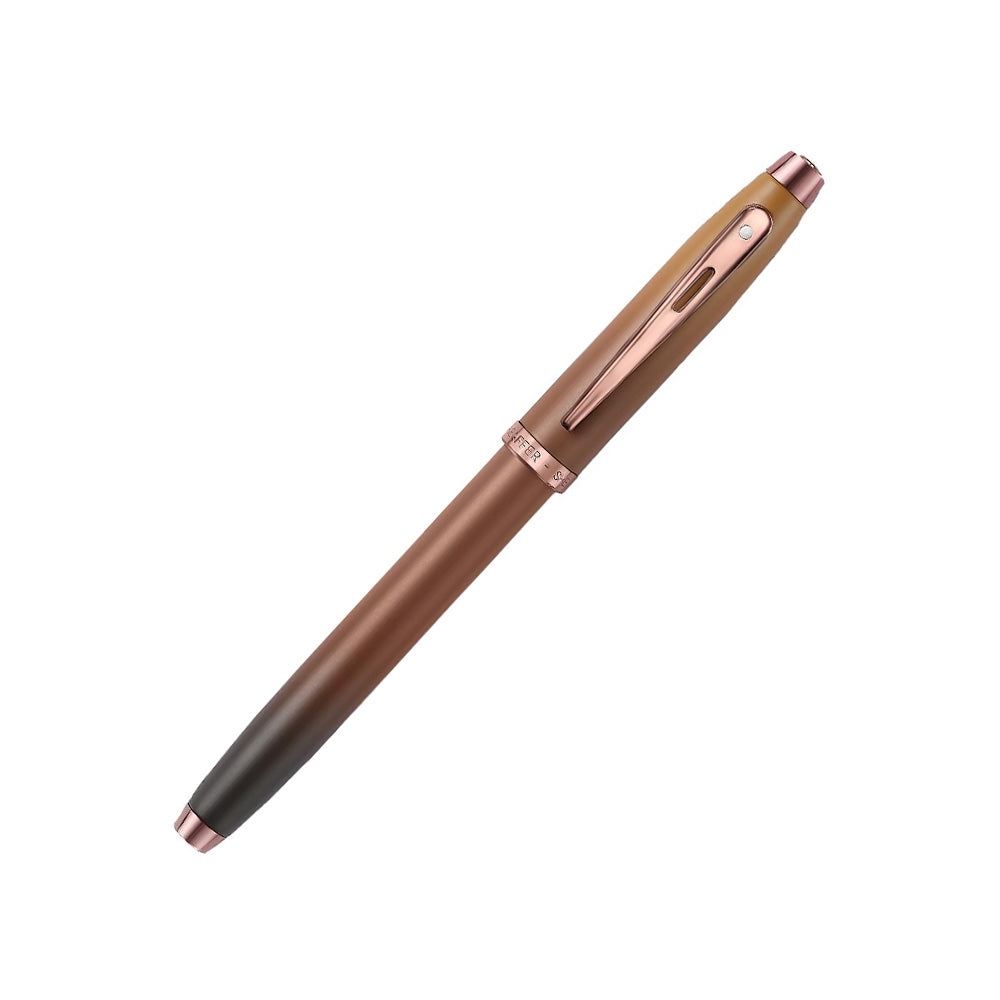 Sheaffer Giftset 100 G9370 Coffee Edition Matte Brown with Regal Brown PVD Trim Fountain Pen - M Nib + Brown-Coffee Scented Ink Bottle 50ml