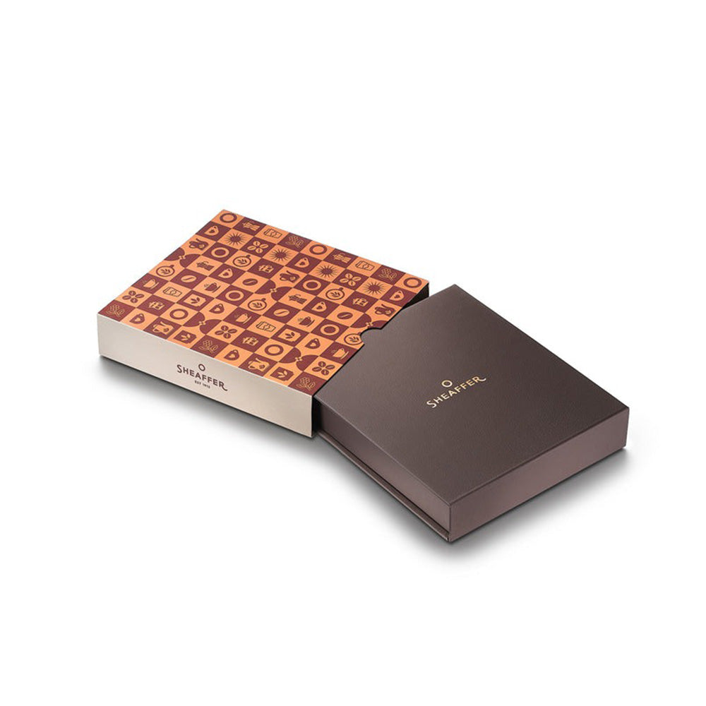 Sheaffer Giftset VFM G9428 Coffee Edition Matt Brown with Regal Brown PVD Trims Ball Pen with Coffee Small Notebook