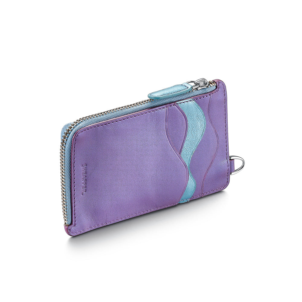 Sheaffer Expressions Gift Set Blue and Purple Pearlised Gradient Ballpoint Pen with Genuine Leather Card Case