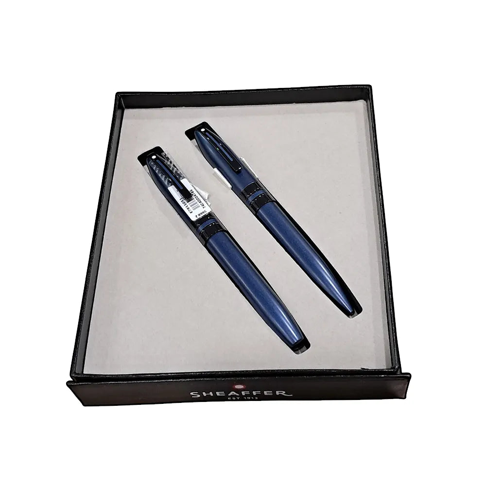 Sheaffer Icon E9110 Matte Blue Lacquer with Black PVD Trim Rollerball and Ball Pen Set