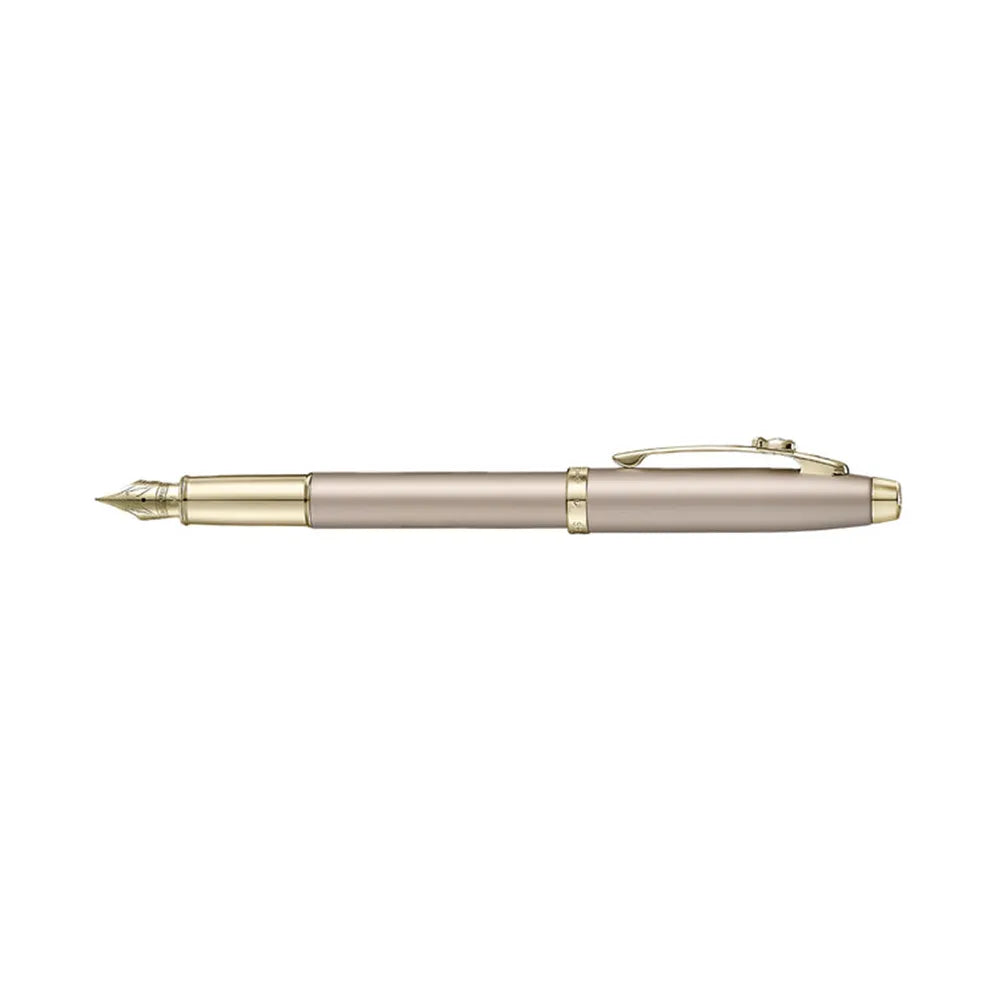 Sheaffer 100 Emily in Paris 9377 Champagne Gold Finish Body & Trims with Bow-Shaped Clip Emblem Fountain Pen - Stainless Steel Nib