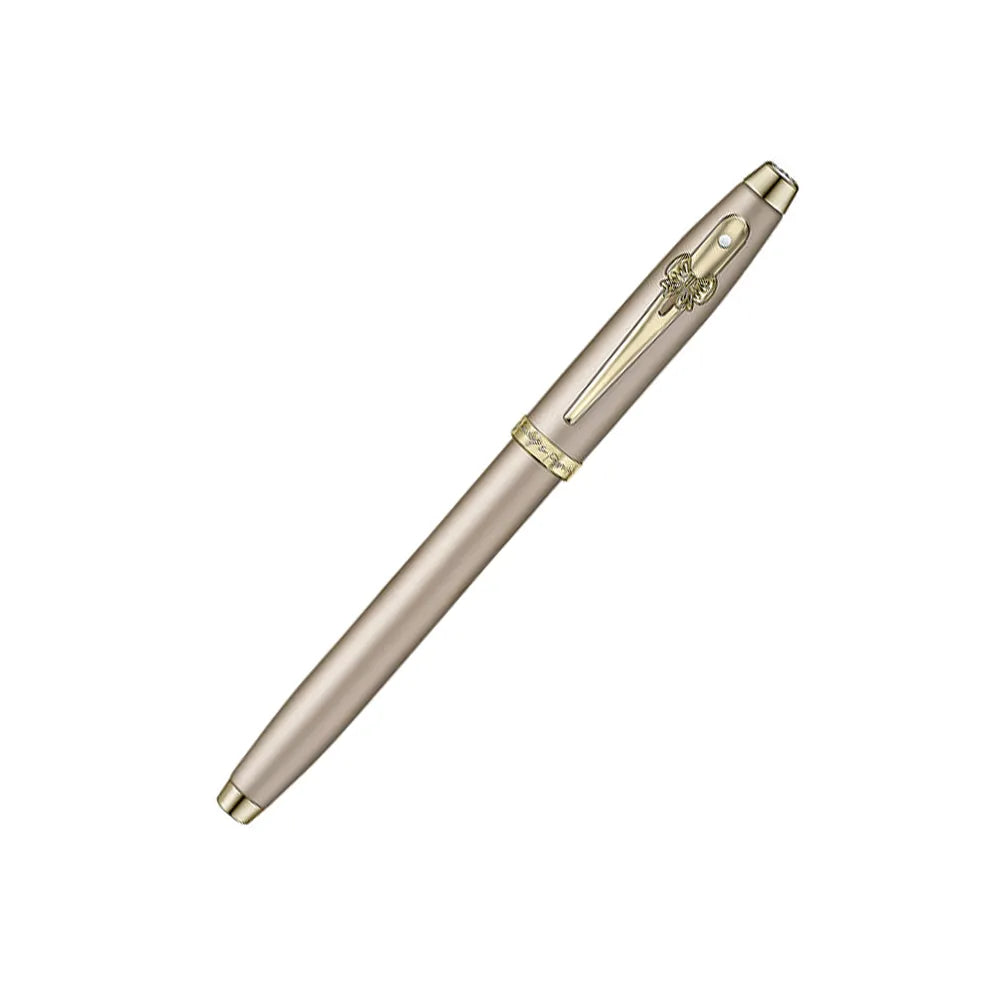 Sheaffer 100 Emily in Paris 9377 Champagne Gold Finish Body & Trims with Bow-Shaped Clip Emblem Fountain Pen - Stainless Steel Nib