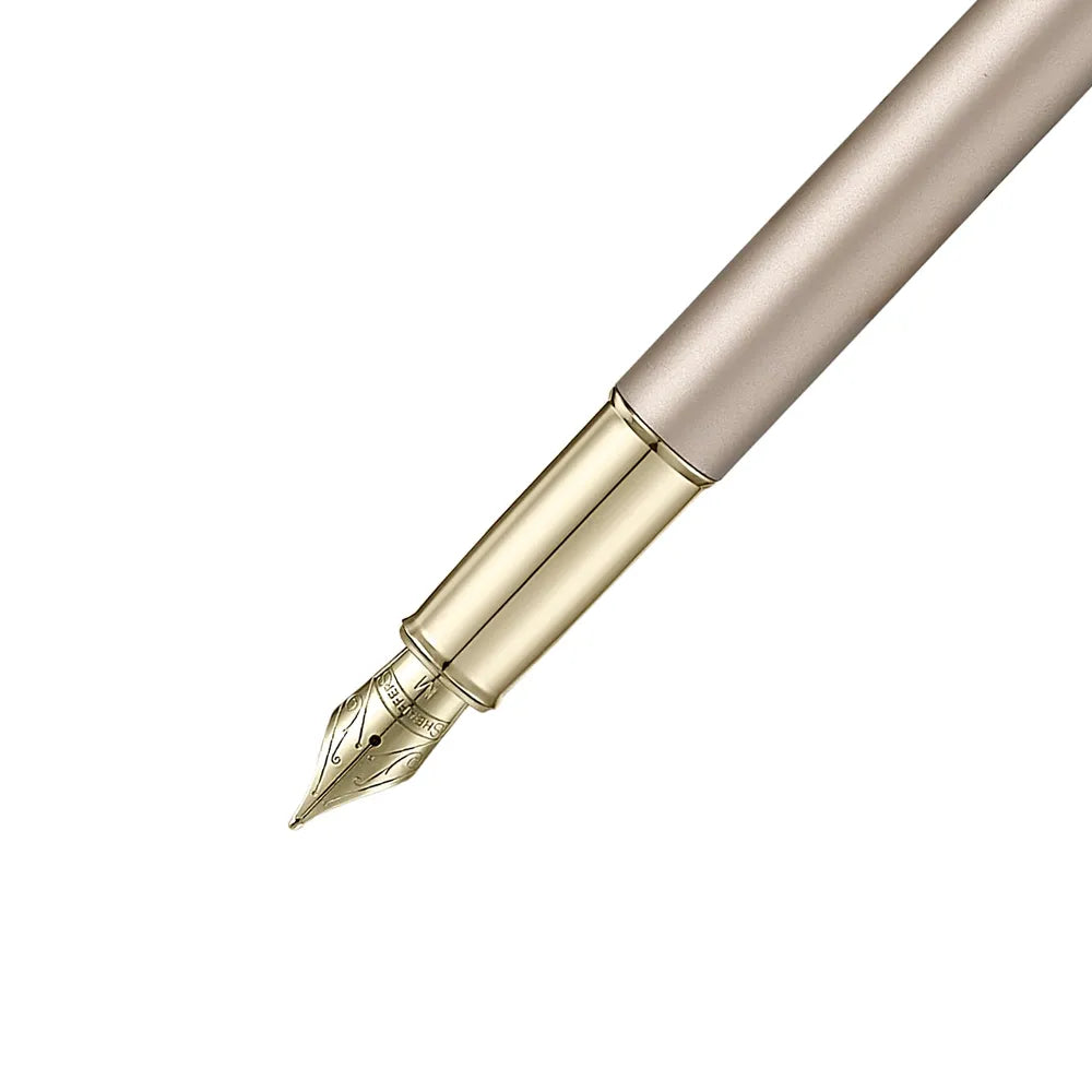 Sheaffer 100 Emily in Paris 9377 Champagne Gold Finish Body & Trims with Bow-Shaped Clip Emblem Fountain Pen - Stainless Steel Nib