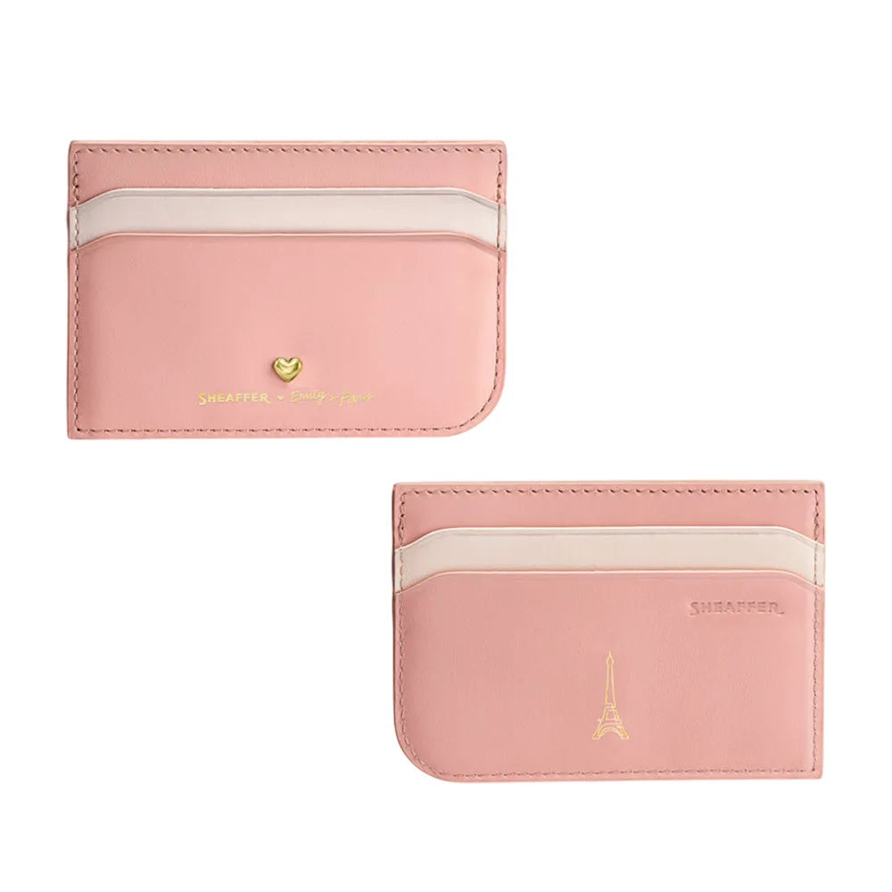 Sheaffer Giftset EIP Prelude Mini E9810 Pastel Pink with Rose-Gold Trims Ball Pen and Dark Pink Credit Card Holder