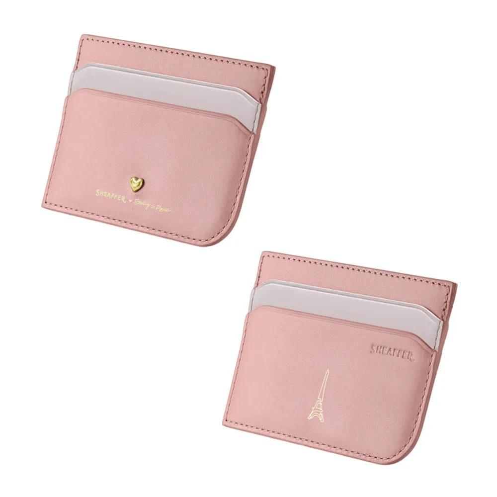 Sheaffer Giftset EIP Prelude Mini E9810 Pastel Pink with Rose-Gold Trims Ball Pen and Dark Pink Credit Card Holder