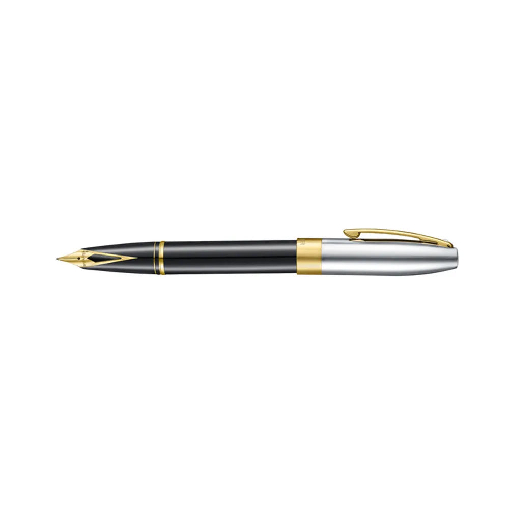 Sheaffer Legacy 9065 Glossy Black Chrome Bi-colour with 14kt PVD Gold-Plated Trim Fountain Pen - Inlaid 14Kt PVD Gold-Plated Nib