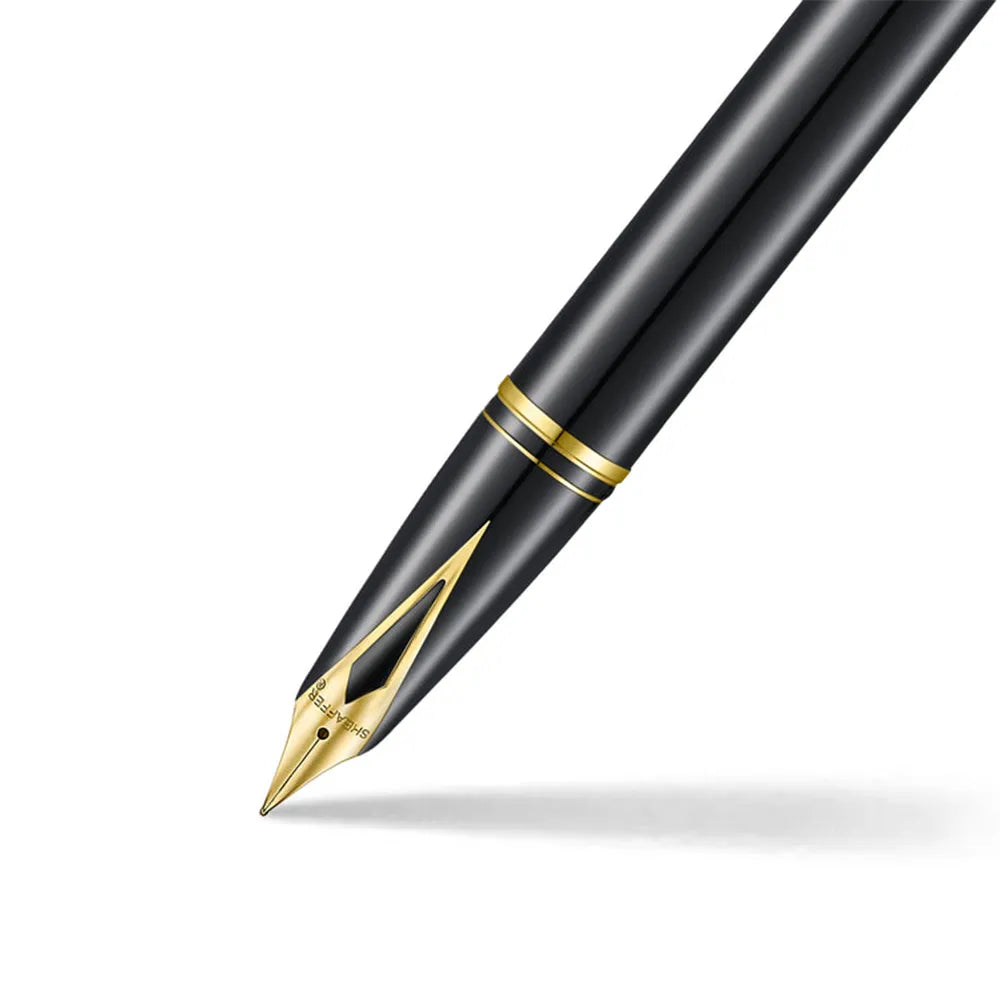 Sheaffer Legacy 9065 Glossy Black Chrome Bi-colour with 14kt PVD Gold-Plated Trim Fountain Pen - Inlaid 14Kt PVD Gold-Plated Nib