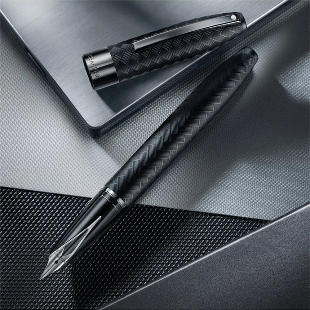 Sheaffer Legacy Chevron 9066 Matte Black with PVD Gunmetal Trims Fountain Pen - Inlaid Nib