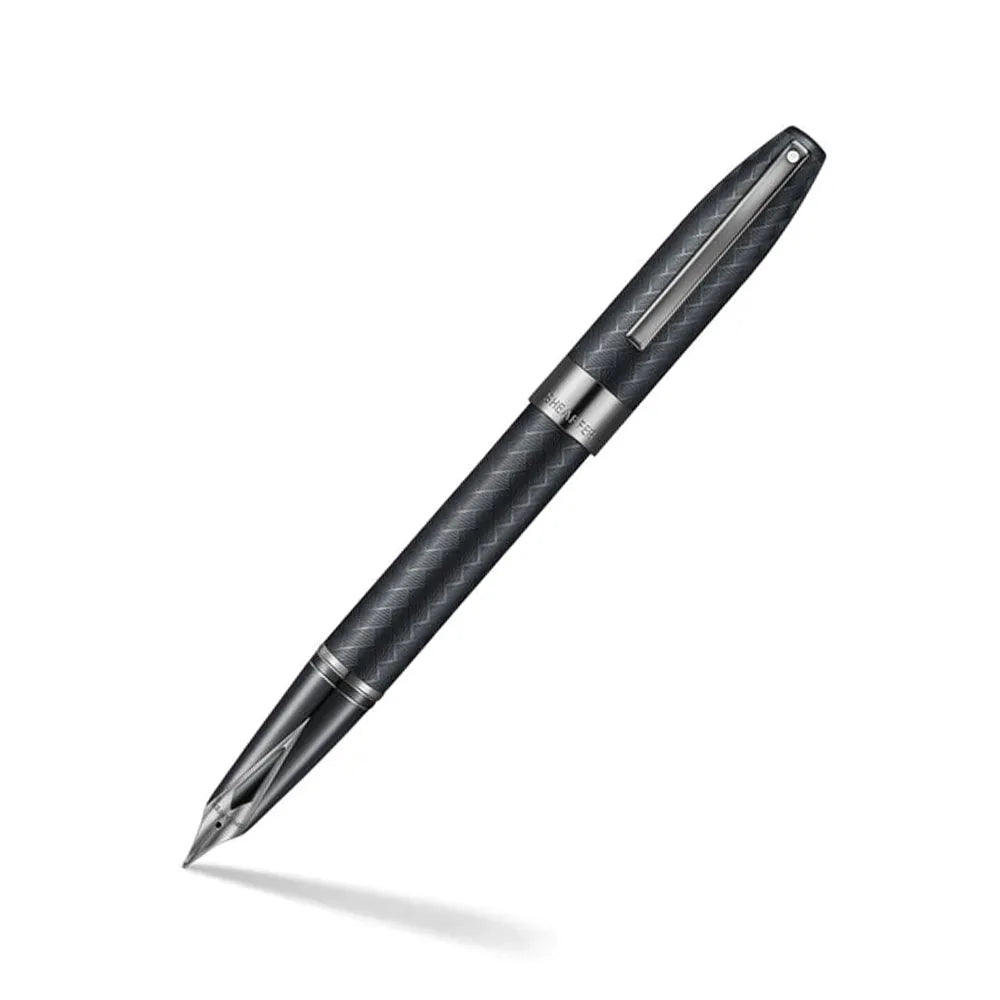 Sheaffer Legacy Chevron 9066 Matte Black with PVD Gunmetal Trims Fountain Pen - Inlaid Nib