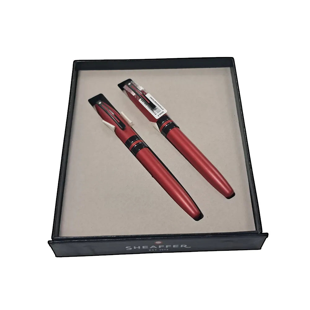 Sheaffer Icon E9111 Metallic Red Lacquer with Polished Black PVD Trim Rollerball + Rollerball Pen Set