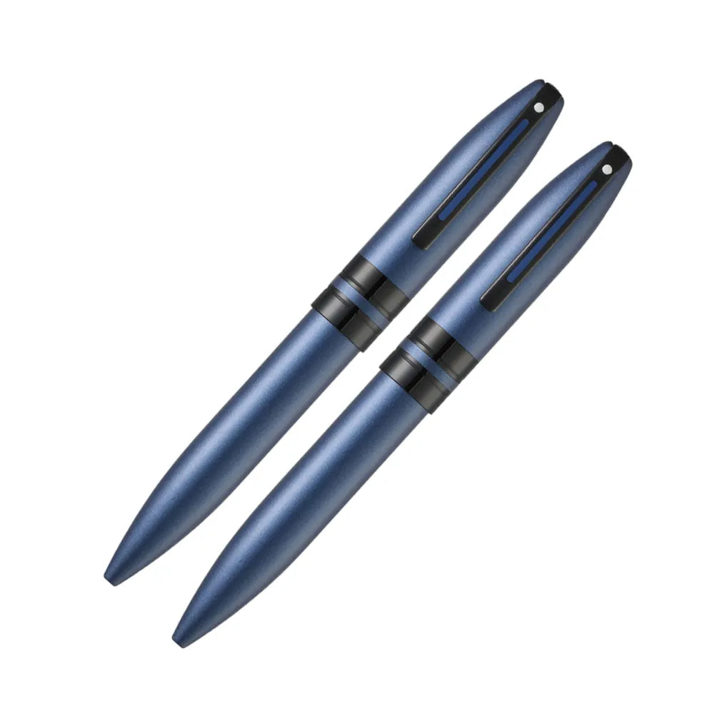 Sheaffer Icon E9110-K Metallic Blue Lacquer with Polished Black PVD Trim Ball Pen + Ball Pen Set