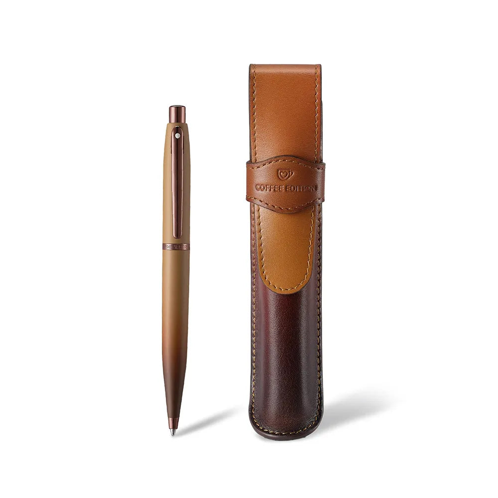 Sheaffer Giftset VFM G9428 Coffee Edition Matt Brown with Brown PVD Trims Ball Pen with Coffee Pen Pouch