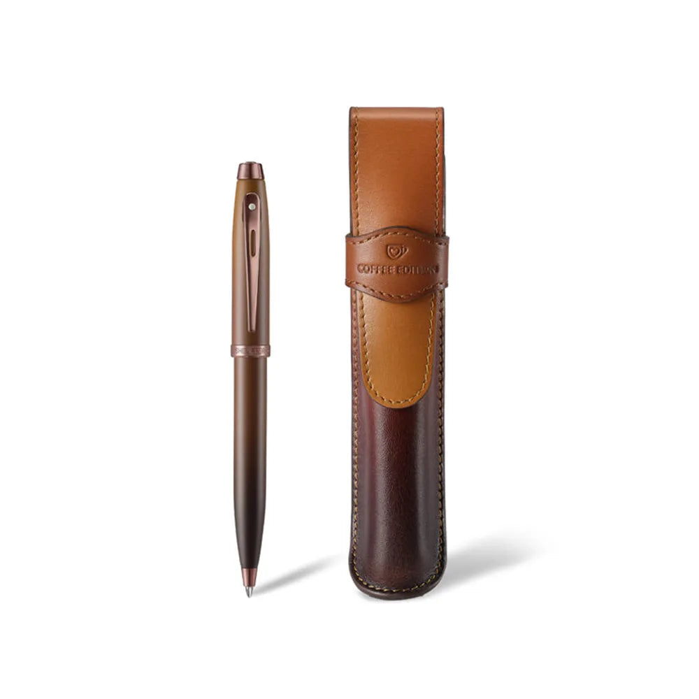 Sheaffer Giftset 100 G9374 Coffee Edition Matt Brown with Brown PVD Trims Ballpoint Pen with Coffee Pen Pouch
