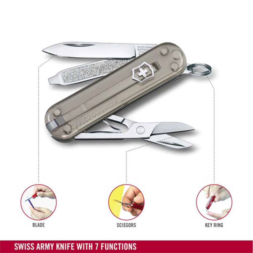 Victorinox Classic SD Transparent 58mm 7 Functions - Mystical Morning (Grey)