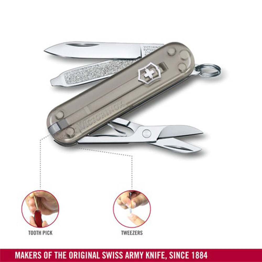 Victorinox Classic SD Transparent 58mm 7 Functions - Mystical Morning (Grey)